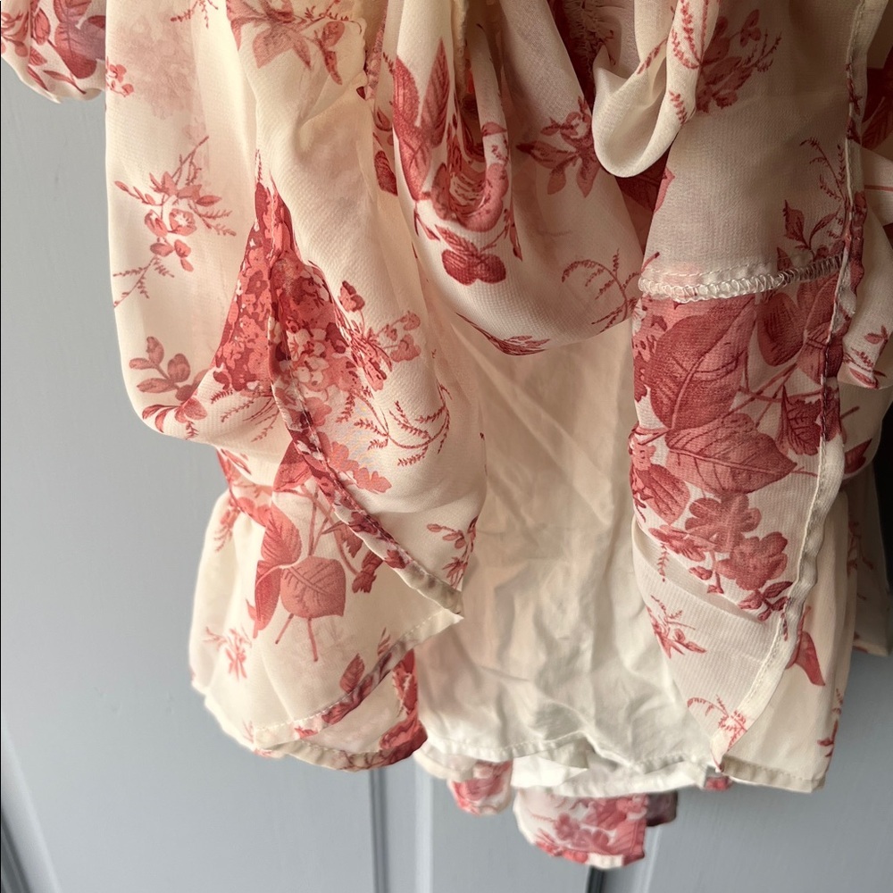 Windsor Sunday Girl Blush Floral Chiffon Skater Dress Fairy Coquette Womens Sz M - Picture 7 of 11